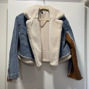 12th Tribe Blue Denim Jacket with Cream Sherpa Lining